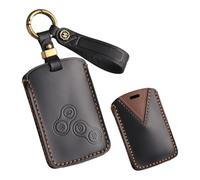 HIBEYO Car Key Case Suitable for Renault Megane 2 3 Clio Scenic Duster Kaptur Captur Logan Laguna Zoe Koleos Danilo Cowhide Leather Key Cover Protective Key Box Key Fob B Black