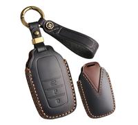 HIBEYO Car Key Case Suitable for Toyota RAV4 Land Cruiser Yaris Aygo Cross Auris Vios Prius Camry Corolla Leather Protective Cover Key Cover Key Box Remote Key Ring 3 Buttons Black