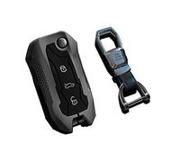 HIBEYO Car Key Cover Compatible with Volkswagen VW Jetta R Golf Beetle Passat GTI Tiguan MK6 MK5 Rabbit MK1 Touran Key Protective Case Flip Keyless Entry Smart Remote Coverage Protection-Gray