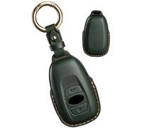 HIBEYO Car Key Fob Cover Case compatible with Subaru Ascent BRZ Crosstrek Forester Impreza Legacy Outback Solterra WRX Key Protective Cover Keychain Leather Key Holder 3 buttons-green