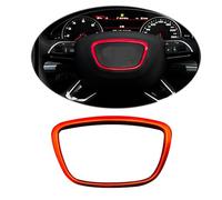 HIBEYO Car Steering Wheel Cover Sticker Fits Audi A3 A4L A4L A6L Q3 Q5 35TFSI Q7 Aluminium Steering Wheel Logo Ring Sport Cover Steering Wheel Emblem Sticker Decorative Interior Decals Accessories Red