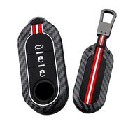 HIBEYO Flip Key Car Key Case Fits Fiat 500 Grande Punto Evo Bravo Panda 500L Lancia Ypsilon Musa Metal Key Box Glow-in-the-Dark Remote Key Flip Accessories 3 Buttons A Red White