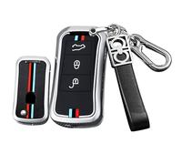 HIBEYO Flip Key Car Key Case Fits Porsche Cayenne Turbo S GTS V6 V8 Panamera Carrera GT3 Protective Case Remote Control Key Cover with Key Rings 3 Buttons Silver