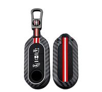 HIBEYO Flip Key Car Key Case Suitable for Fiat 500 Grande Punto Evo Bravo Panda 500L Lancia Ypsilon Musa Metal Key Box Glow-in-the-Dark Remote Key Flip Accessories 3 Buttons C Red White