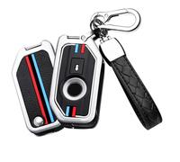 HIBEYO Flip Key Motorcycle Key Case Fits BMW Protective Key Case for BMW F750GS C400GT K1600 K1600GT R1200GS R1200RS Motorcycle Key Case Key Ring 3-Button A Silver