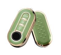 HIBEYO for Fiat 500 Linea 3 Button Filping Smart Remote Auto Key Shell Key Fob Cover for Fiat Ducato 500 500L Panda Grande Punto Lancia Musa Accessories Key Shell Cover Protector-Green