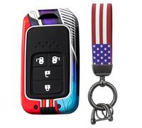 HIBEYO Intelligent Car Key Case Fits Honda Vezel City Civic Jazz BR-V HRV Elysion Pilot Spirior Avancier EXL Key Case Protective Key Shell Key Ring A Red