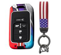 HIBEYO Intelligent Car Key Case Fits Honda Vezel City Civic Jazz BR-V HRV Elysion Pilot Spirior Avancier EXL Key Case Protective Key Shell Key Ring C Red