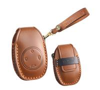 HIBEYO Intelligent Car Key Case Fits Leapmotor T03 S01 C11 C01 Leather Protective Key Case Cover Key Case Key Box Remote Key Fob Car Accessories Brown