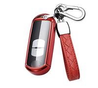 HIBEYO Intelligent Car Key Case Fits Mazda Key Case Silicone Protective Cover for Mazda 3 5 6 MX5 RX8 CX-5 CX- CX-9 BT50 MX-5 Key Chain Cover Keyring Red