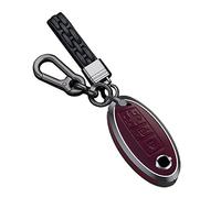 HIBEYO Intelligent Car Key Case Fits Nissan Leather Key Cover Protective Case for Nissan Serena C25 C26 C27 Evalia NV200 C23 Quest MPV X-Trail Key Fob 4-Button Red