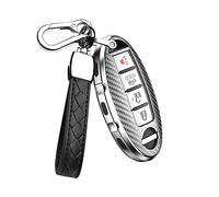 HIBEYO Key Case, TPU Cover Protective Case for Nissan Key, Carbon Fibre Pattern, Silver