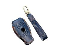 HIBEYO Key Fob Cover Premium Leather Perfect Protection Case Shell for Mercedes Benz A B C E S R M G Class GLA GLC GLE GLS SL SLK Viano GT SLS Smart Remote Keychains (only Keyless)（blue）