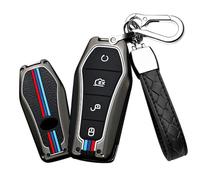 HIBEYO Keyless Car Key Case Fits BYD Protective Key Case Cover for BYD Atto 3 Dolphin Han Tang Yuan Song Qin Key Box Key Ring Remote Key Box 4-Button A Black
