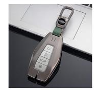 HIBEYO Keyless Car Key Case Fits Geely Coolray Atlas Boyue NL3 Emgrand X7 EX7 GT GC9 Borui SUV Remote Control Metal Protective Case Leather Key Case Cover Key Fob Grey