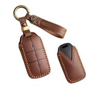 HIBEYO Leather Car Key Case Suitable for Geely EX5 Galaxy E5 L6 L7 EMI No. 1 Proton e.Mas 7 5 E8 Starry 8 2025 2024 Key Case Protective Remote Control Key Box Key Fob Brown
