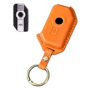 HIBEYO Motorcycle Key Case Fits BMW Motorcycle F750GS F850GS K1600GT R1200GS LC ADV R1250GS F900XR Leather Key Case Motorcycles Key Fob Protective Cover Remote Control Orange