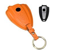 HIBEYO Motorcycle Key Case Fits BMW R18 R18TC R18B Classic Excavator Transcontinental 2020-2024 Leather Key Case Key Box Protective Key Shell Key Ring Orangery