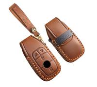 HIBEYO Personalised Key Fob Car Key Case Fits Mercedes E A C S B G Class CLS GLC GLA GLE GLS Keyless Key Box Protective Case Key Ring Remote Control 4 Tasetn Brown