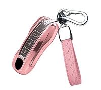 HIBEYO samrt Car Key Case Fits Porsche Cover TPU Protective Case for Porsche Macan Boxster Carrera Taycan 911 971 Panamera Cayenne Key Box Key Fob Protection Case Pink
