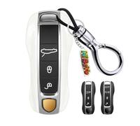 HIBEYO Set of 2 Car Key Case Suitable for Porsche 918 9YA 992 Cayenne Panamera Macan 911 Carrera Taycan ABS Key Cover Key Case Key Ring Key Shell