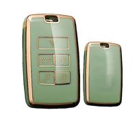 HIBEYO Silicone Car Key Case Fits Land Rover Range Rover Sport Evoque Velar Key Case Protective Cover for Freelander2 Discovery 5 for Jaguar XE XF XJ F-Pace Remote Controls Gold Green