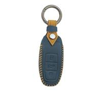 HIBEYO Smart Car Key Case Fits Audi Protective Case Remote Control Key Cover for Audi A4 A6L A6 A7 A8 Q7 Q8 SQ5 S6 S7 E-Tron Key Case with Leather Key Fob Blue
