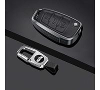 HIBEYO Smart car key case fits Audi protective key case cover for A1 A3 A4 A6 Q3 Q5 Q7 S3 R8 TT Seat 3-button key box key fob leather aluminium alloy black