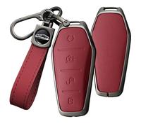 HIBEYO Smart Car Key Case Fits BYD Song Pro Tang DM Qin Plus Max Yuan Generation Atto 3 Han EV Dolphin Protective Key Case Remote Control Car Key Case 4-Button A Red