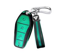 HIBEYO Smart Car Key Case Fits BYD TPU Leather Texture Key Case Protective Cover for BYD Atto 3 Han EV Dolphin Song Pro Max Tang DM Qin Plus Key Case Car Decoration 4 Button Green