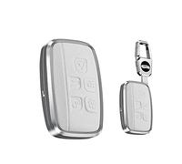 HIBEYO Smart Car Key Case Fits for Land Rover Freelander2 Range Rover Sport Evoque Discovery Fits for Jaguar XF XJL XE V12 Key Cover Key Case Leather (White)