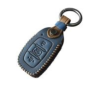 HIBEYO Smart car key case fits Hyundai protective key case for Hyundai Solaris iX35 i30 Tucson Santa Fe Accent i20 ix25 key box remote control leather key fob B blue