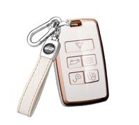HIBEYO Smart Car Key Case Fits Land Rover Protective Case Key Cover TPU for Jaguar XE XF XJ Range Rover Sport Evoque Velar Smartkey Key Ring Remote Key 5 Buttons (B White)