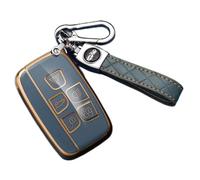 HIBEYO Smart Car Key Case Fits Land Rover Protective Case Key Cover TPU for Jaguar XF XJ XJL Range Rover Sport Discovery 4 Evoque Key Chain Key Box 5 Buttons (A Grey Blue)