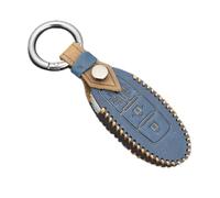 HIBEYO Smart Car Key Case Fits Nissan Protective Remote Key Case Cover for Serena/Evalia/MPV/NV200/Quest/Elgrand 2011-up Key Box Key Fob Leather 4 Button D Blue