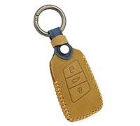 HIBEYO Smart Car Key Case Fits VW Protective Remote Key Case Cover for Skoda Superb Kodiaq Magotan B5 Jetta A7 Touareg Key Case with Leather Key Fob B Brown