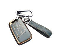 HIBEYO Smart Car Key Case for VW Golf, Magotan, Passat CC B8 MK2 Variant, Skoda Kodiaq - Protective TPU Cover Key Fob Box - Grey Blue