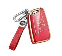 HIBEYO Smart Car Key Case for VW Golf Protective Key Case Cover TPU for VW Magotan Passat CC B8 MK2 Variant Skoda Kodiaq Key Box Key Case Red