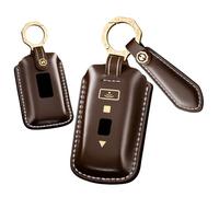 HIBEYO Smart Key Fob Cover Compatible with Rolls-Royce Cullinan Phantom Ghost Wraith Dawn Alcantara Suede Black Badg Real Leather Handmade Key Case with Exquisite Box(Brown)