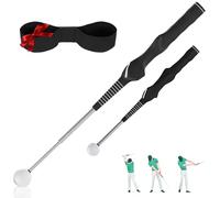 Hibijou Retractable Golf Swing Trainer with Click Feedback, Grip Trainer & Arm Band for Right-Handed Golfers, Portable Tempo & Strength Training Aid for Indoor Outdoor Practice and Warm-Up