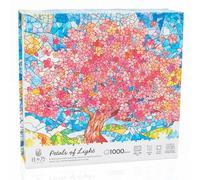 HIBINO | 1000 Piece Puzzle for Adults | Japanese Sakura Stained Glass Jigsaw Puzzle | Lettered Backs, Cotton Bag & Poster | Challenging Relaxing Adult Puzzles |「Petals of Light」| Designed in Japan