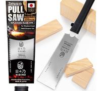 HIBINO Japanese Pull Saw 180mm (7") Ryoba Hand Saw | Quick-Cut & Fine-Cut Teeth | Compact, Double-Edge Blade for Precision Woodworking, Joinery & Detail Projects | Replaceable Blade | Made in Japan