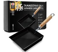 HIBINO Tamagoyaki Carbon Steel Pan | Made in Japan | Nonstick, Even-Heating, 30% Lighter Design | Japanese Egg Pan with Detachable Wooden Handle | for Bento, Breakfast & Everyday Cooking