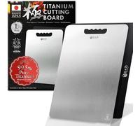 HIBINO Titanium Cutting Board | 99.5% Pure Japanese Titanium | Non-Toxic | Lightweight & Dishwasher Safe | L Size | Made in Japan | With Non-Slip Mat | For Kitchen & Camping Use