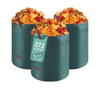 Hibisaws 3 Pack 272L Garden Waste Bags, Green, Foldable, 24cm W x 30cm L x 6.3cm H, 1kg Each, 333g Net Weight, Polypropylene, Corrosion Resistant, Decomposable, Suitable for Leaves, Rubbish and Gravel