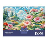 Hibiscus 1000 Piece Jigsaw Puzzle Bright Mixed Wildflower Meadow for Adults Kids Fun And Challenging Family Game 70x50cm/1000pcs