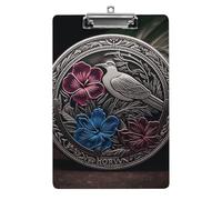 Hibiscus and Ivy Clipboard Retractable Hanging Tab Clip Board Plastic Clipboard Nursing Clipboards Nurse, Doctor, Cute Design for Standard Size 12.5 X 8.5Inch