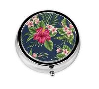 Hibiscus and PlumeriaMeta Pill Box 3 Compartment Medicine Case,Portable Organizer