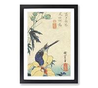 Hibiscus & Bluebird by Utagawa Hiroshige Framed Print | A2 Black Framed Wall Art | Ready to Hang | Asian Floral Picture | Living Room Bedroom Lounge Office