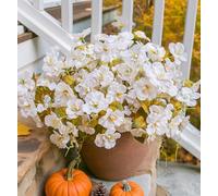 Hibiscus Fall Flowers Fake Flowers Plants for Outdoors Autumn Decoration, 6 Bundles Faux Silk Hibiscus Flower Realistic UV Resistant Tropical Flowers Artificial for Outside Planter Patio (FallWhi)